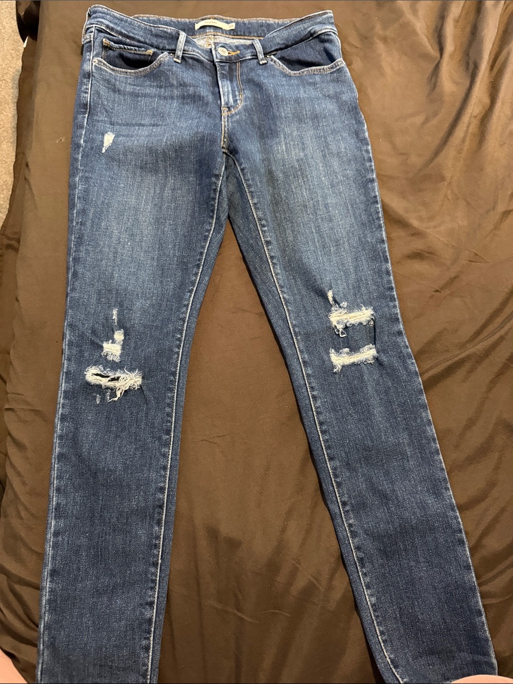 Levi's Women's Distressed Skinny Jeans - Blue Denim